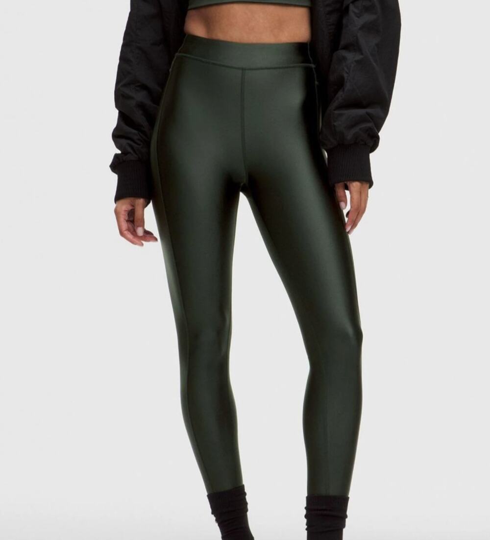 Lululemon Dark Green Satin Shine High-Rise Tight Leggings Size 10